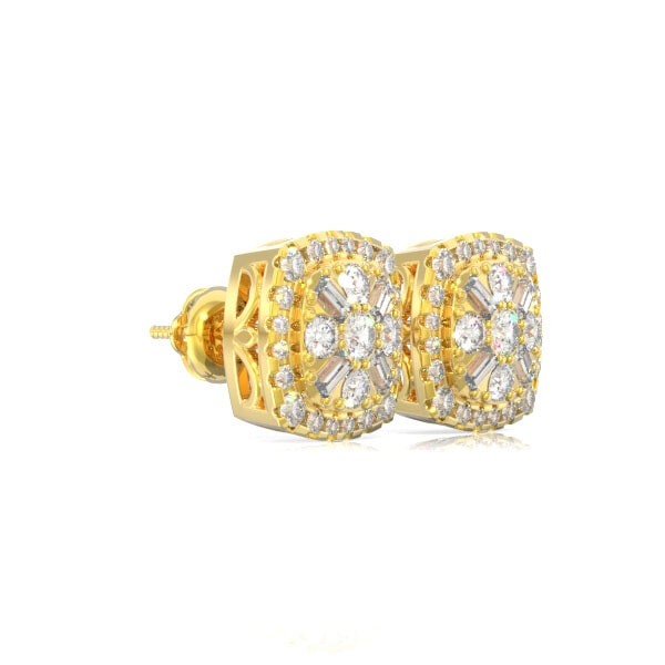 送料税込【AMY O】Crystal Baguette Flatback Studs(2色) 国内発 Baguette-and-Round-Flower-Stud